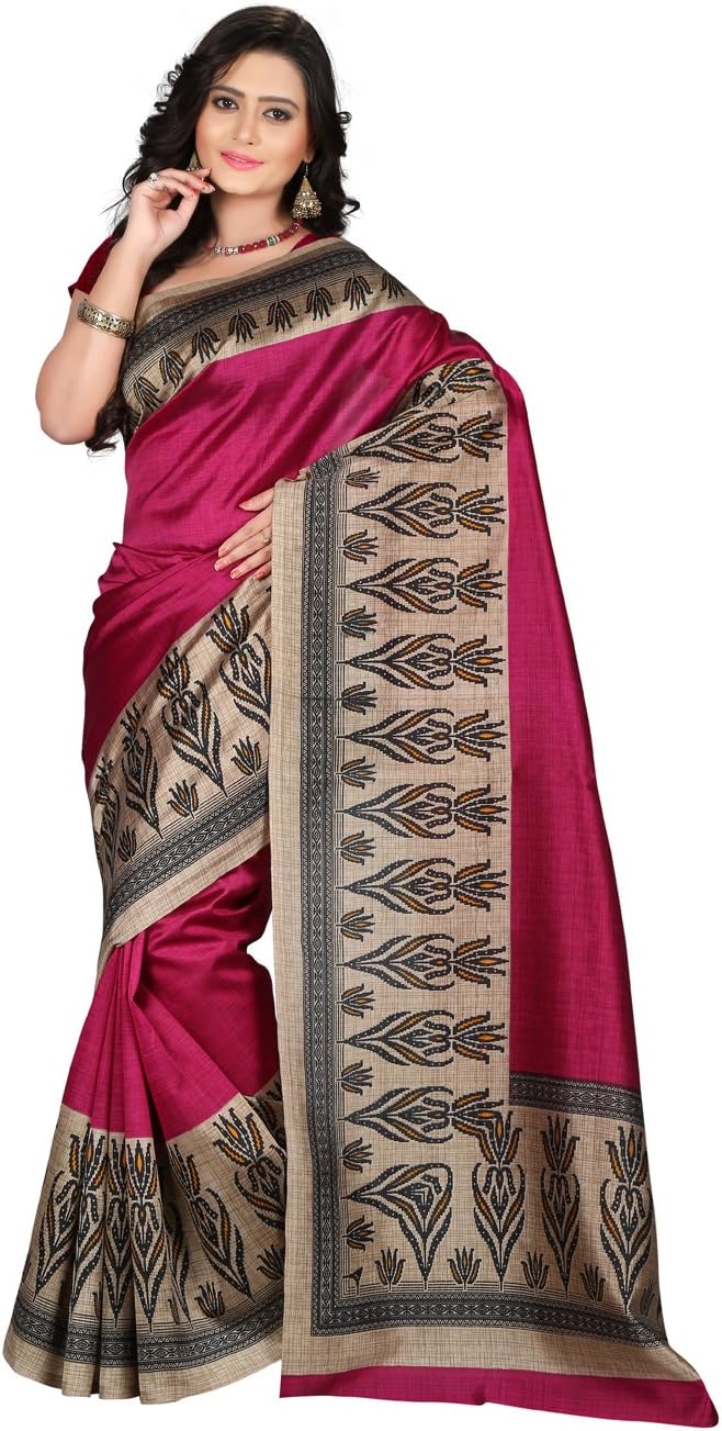 e-VASTRAM Women's Mysore Art Silk Saree (NS8A_Pink)