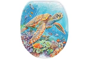 Luarisgur Bathroom Toilet Lid Cover Sea Turtle Oblong Round Elongated Toilet Seat Cover Soft and Absorbent Toilet Seat Lid Cover Accessories Fits Most Standard Lids