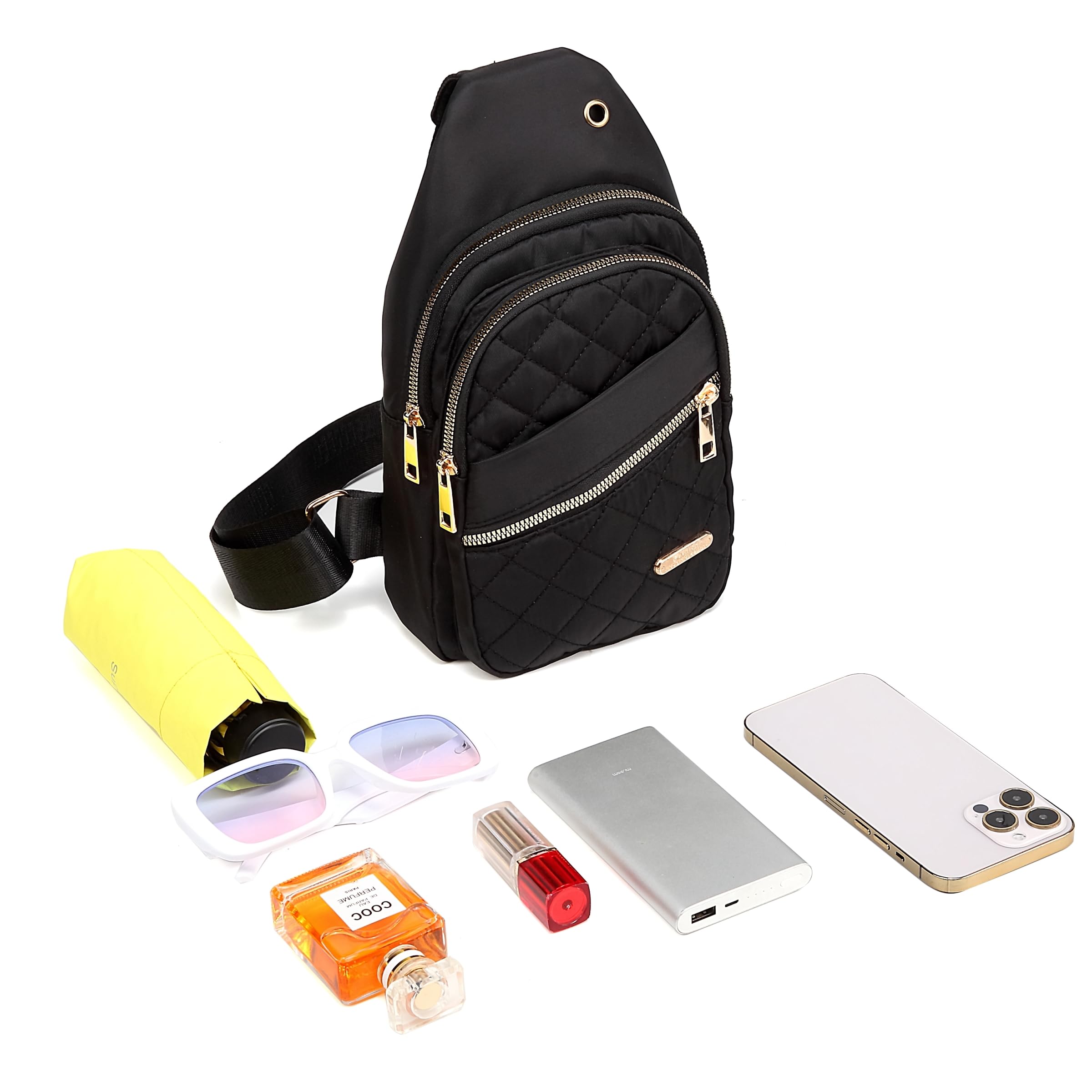 Small Sling Backpack for Women, Chest Bag Daypack Crossbody for Travel Sport Running Hiking Black