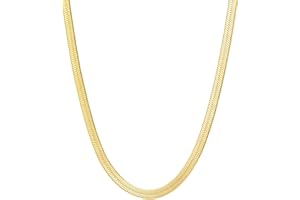 Fiusem Gold Plated Necklace for Women, 14K Gold Plated Herringbone Chain Necklaces, Snake Choker Chain for Women