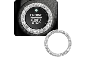 SHMZK Car Bling Crystal Rhinestone Engine Start Ring Decals, Sparkling Diamond Car Push Start Button Ignition Ring Sticker, Auto Key Ignition Knob Ring Decoration for Women Girls (White)