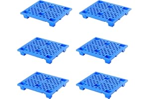 SIQEEBAU 6 Pcs Plastic Pallets, Safety Storage Lightweight Nestable Spliceable Blue Polyethylene Pallets, Moisture-Proof Floor Pallet for Indoor Outdoor Storage, Garage and Warehouse(23.6" x 19.6" x 3.9")