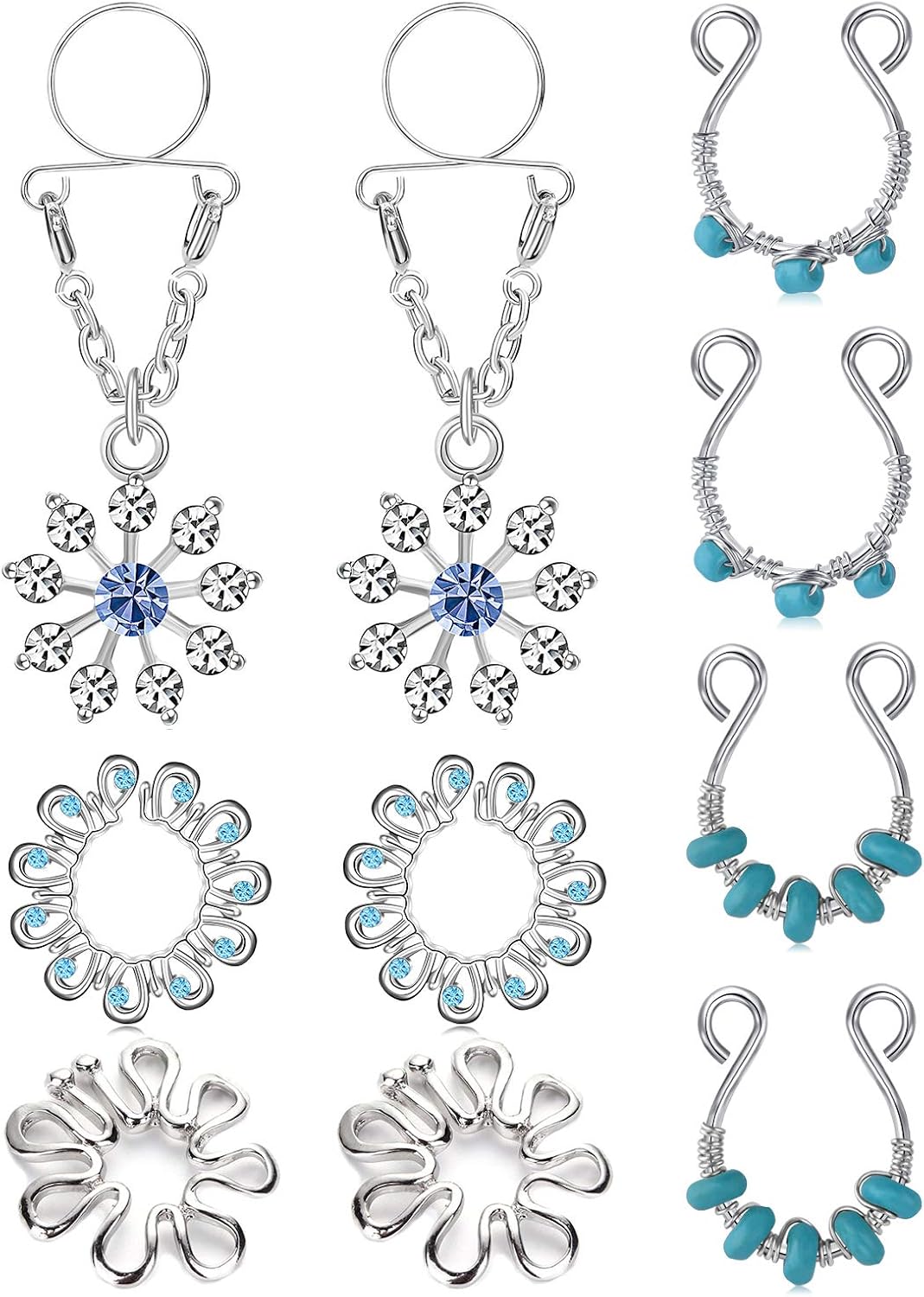 vcmart Fake Nipple Rings Dangle Non Pierced Stainless Steel Faux Body