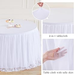 White Round Tablecloth 60 inch Stretchy Elastic