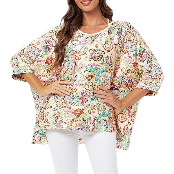 BECCA ETC Women's Polynesia Plus Size Open Front Tunic - Beach Cover Up With Bell Sleeves