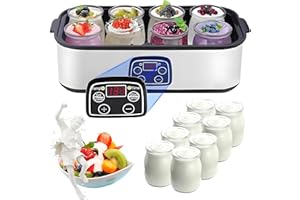 Ultimate Yogurt Maker, 1400ml Automatic Yoghurt Maker Machine with 8 Pcs Glass Jars, Adjustable Temperature and Time Control,