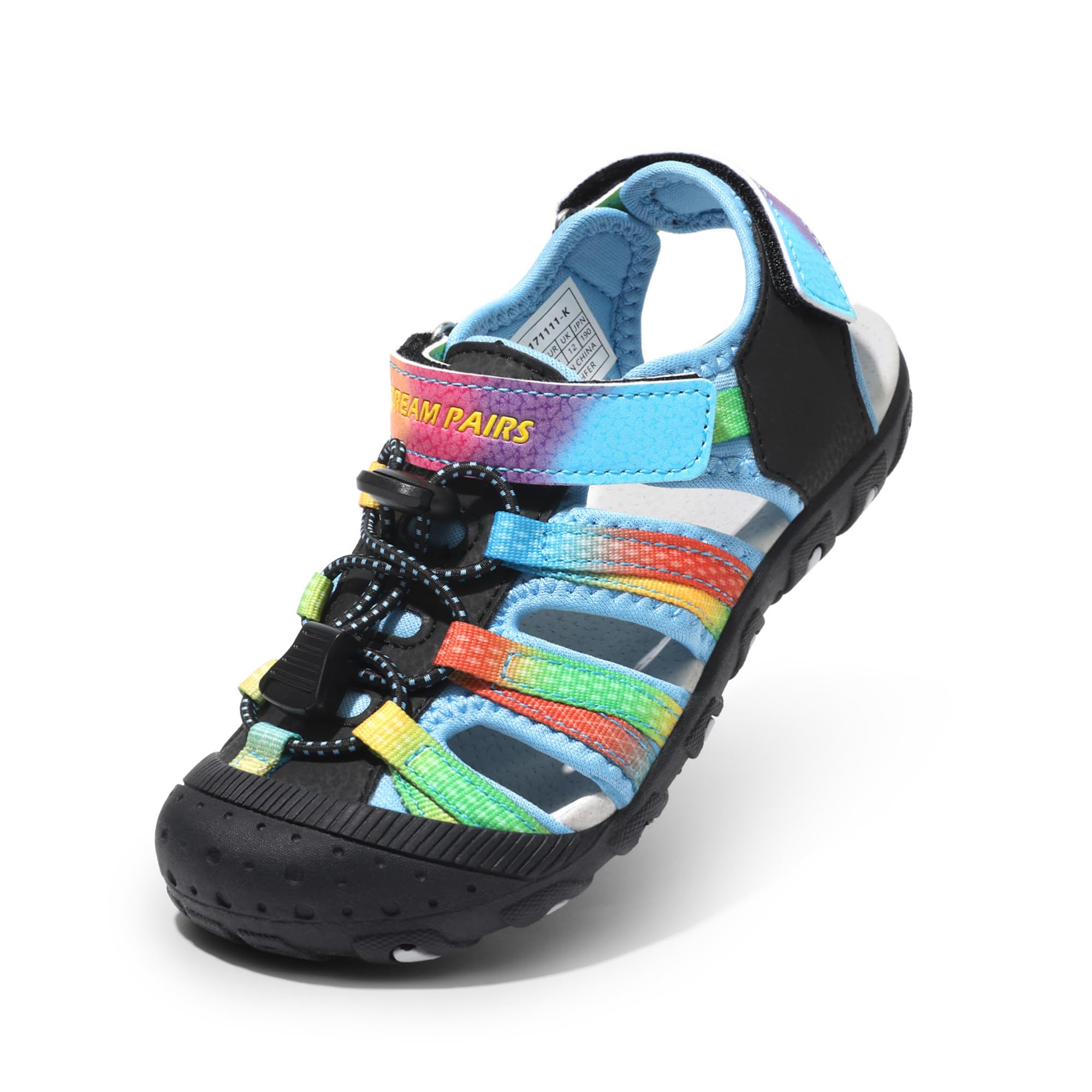 DREAM PAIRS Boys Girls Summer Outdoor Athletic Sport Sandals Hiking Beach Casual Closed Toe Adjustable Multicolor for Toddler/Little/Big Kids,Size 9 Toddler,Blue/Black,171111-K Image