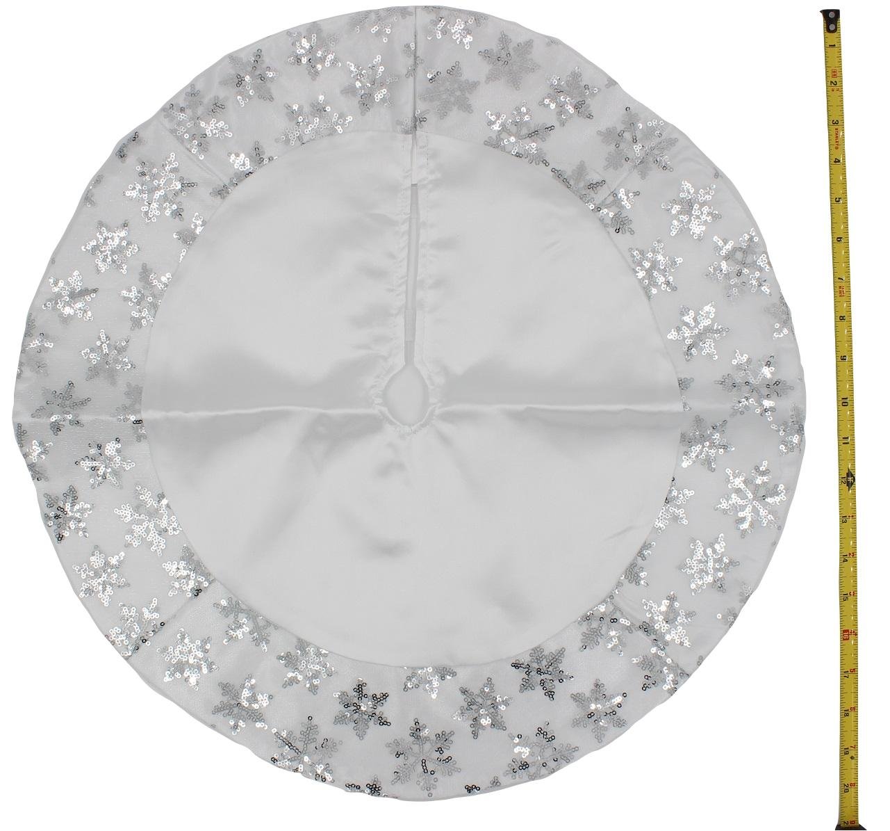 20inch Miniature Satin Tree Skirt with Sequined Snowflake Border