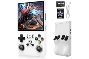 XISKT R36MAX Upgraded Retro Gaming Console,4.0 inch IPS Screen,Linux System with Professional RK3326 Gaming Chip, Retro Handheld Game Console Built-in 18000+ Games,4000mAh Large Battery(White)