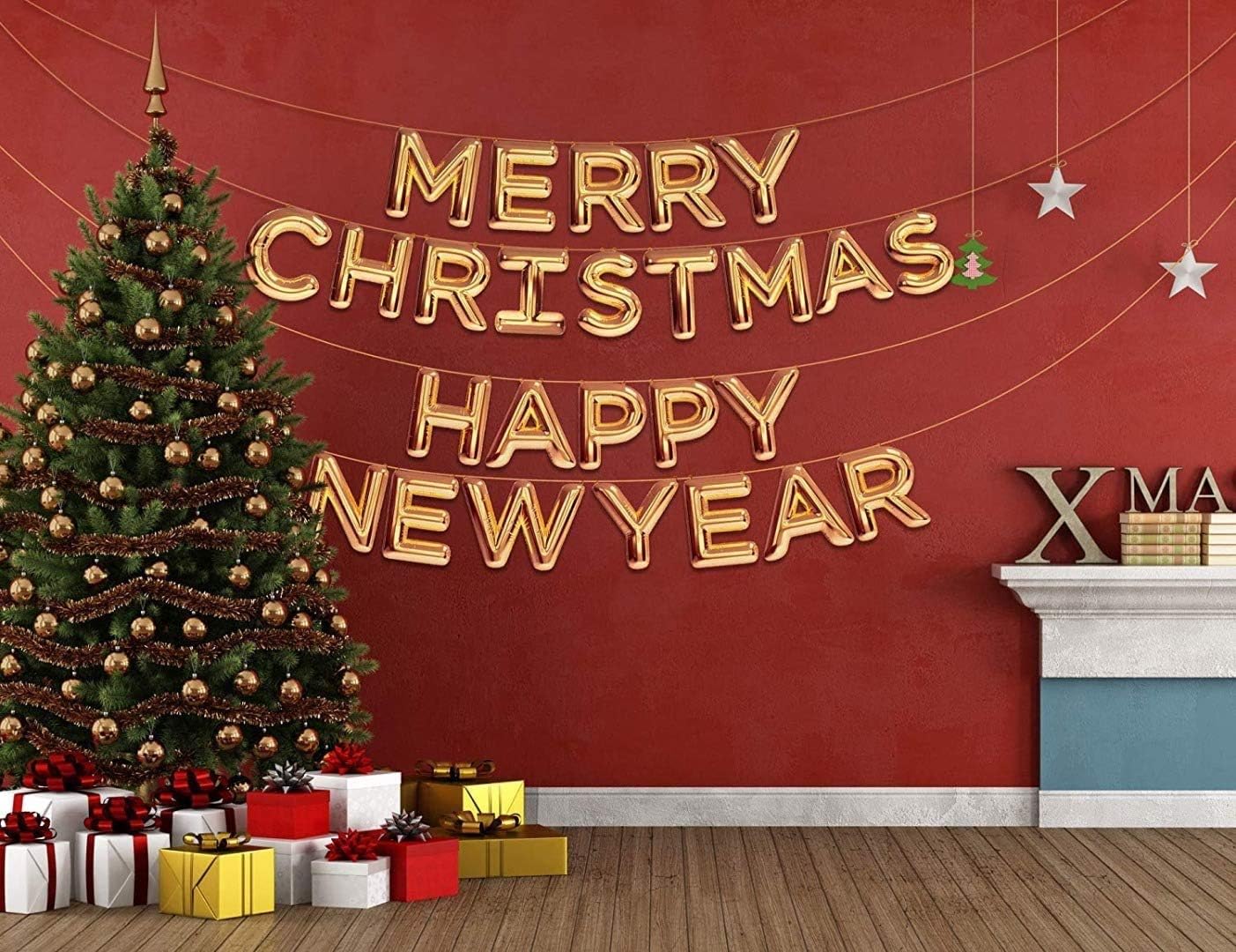 Christmas & New Year Balloon Bundle for Winter Holiday Parties Metallic Gold Decoration with Attractive 14 Piece Merry Christmas & 12 Piece Happy New Year Balloon Kit Suitable for Helium or Air - Image 5