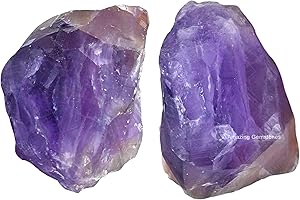 AMAZING GEMSTONE 2 Pieces Amethyst Raw Crystals and Healing Stones, Natural Rocks for Tumbling and DIY Raw Stones and Crystals