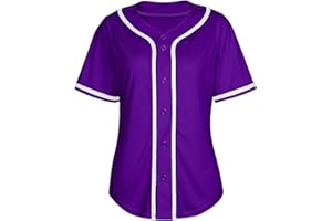 DOLPIND Womens Baseball Jersey Shirt Button Down Blank Softball Jersey Short Sleeve Hip Hop Active Hipster Shirts
