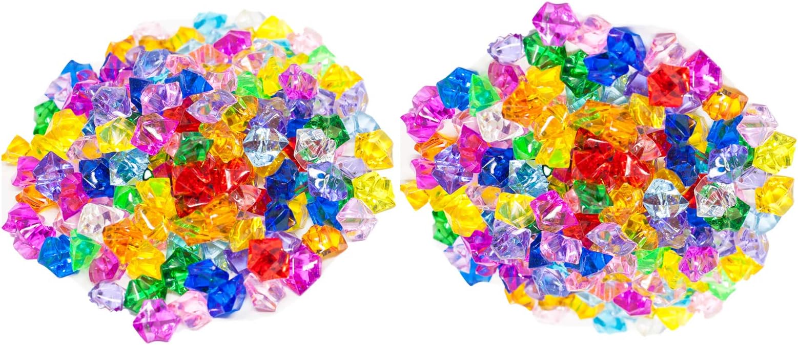 Huji Acrylic Pirate Bulk Colored Jewels Gems Faux Diamond Crystals Treasure for Tables Decorations, Vase Fillers,Wedding or Birthday Decoration, Party Favors for Arts and Crafts (2PK, Assorted)
