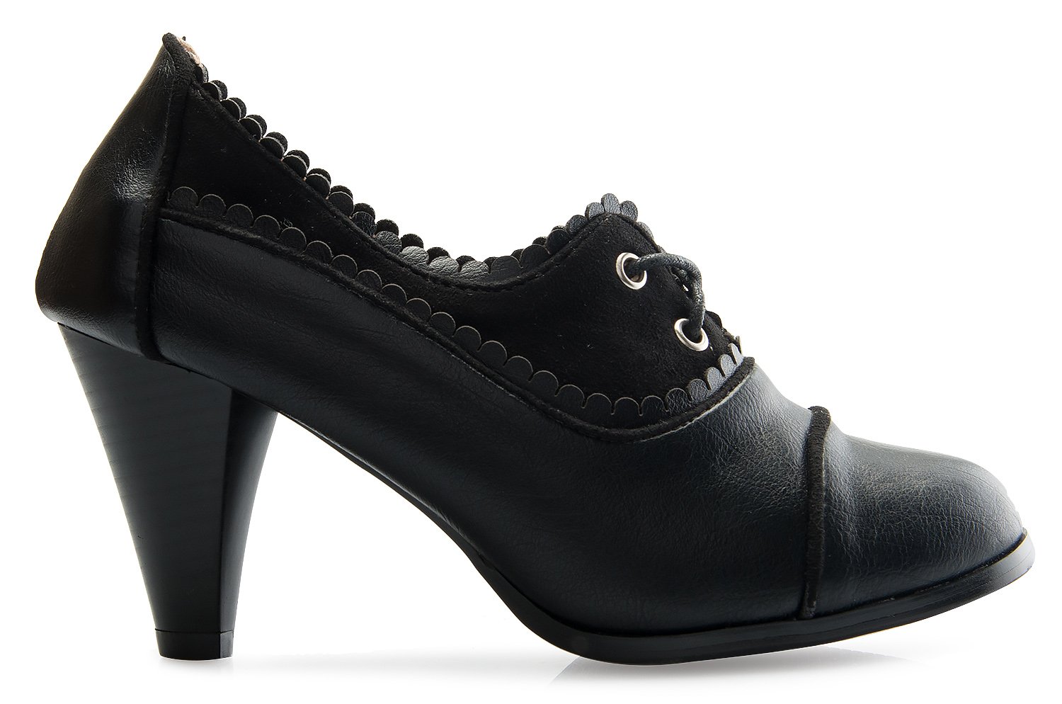Olivia K Women's Leatherette Lace Up Oxford Chunky Heel Bootie - Image 6