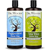 Dr. Woods Liquid Castile Soap - Pure Tea Tree Oil and Peppermint Soap, Body Wash for Men and Women, Contains Organic Shea Butter, Natural Cleaner for Face, Hands, and Body - 32 Fl Oz, Pack of 2
