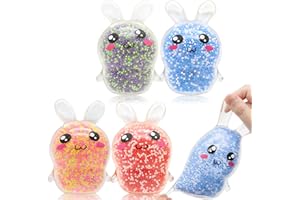 LAHAND 2023 New Squishy Easter Bunny,Easter Basket Stuffers Stress BallsToys for Kids Adults,4Pack Flash Light Bunny Squeeze Ball Stress Relief Fidget Toys Easter Party Favor Gifts for Kids
