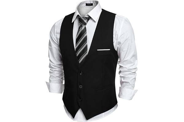 COOFANDY Men's V-Neck Sleeveless Slim Fit Jacket Casual Suit Vests
