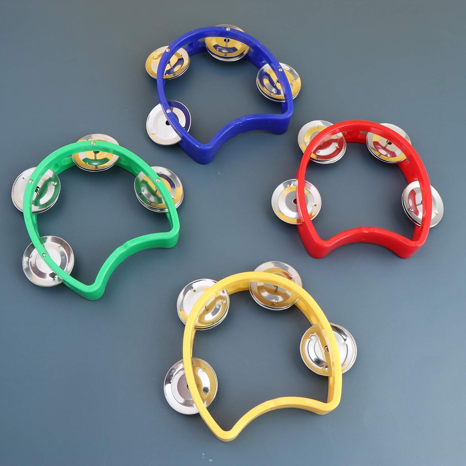 Olgaa 8 Pieces Tambourine with Bells Plastic Hand Bell Musical