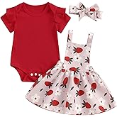 Mubineo Baby Girl Clothes Summer Cute Skirt Outfits Short Sleeve Romper Floral Overall Skirt Dress Infant Newborn Outfit