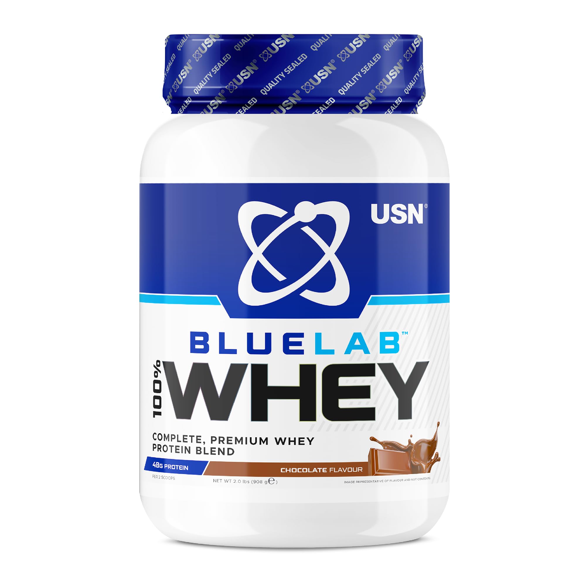 USN Blue Lab Whey Protein Powder: Chocolate - Whey Protein 908g - Post-Workout - Whey Isolate - Muscle Building Powder Supplement With Added BCAAs