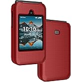 Grid Series for Consumer Cellular Iris Easy Flip Phone (2024) Case - Red | Also Fits Boost Mobile Summit Flip 4G, Protective Hard Shell Cover, Satisfying Texture Grip, For SL006D