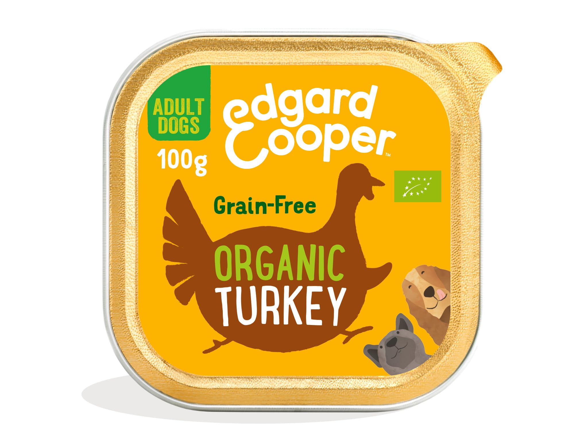 Edgard Cooper Organic Grain-Free Wet Dog Food Trays, Organic Turkey 17 x 100g, Natural Dogs Food in Cup for Adult Dogs, Fresh Meat, High Protein, Hypoallergenic, No Added Sugar