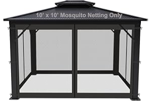 SunCula Replacement Universal Gazebo Netting 4 Panels with Zipper for Garden Patio Yard, ONLY Netting(10'x10', Black)