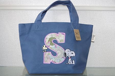 Amazon Libertyリバティ Snoopyスヌーピー コラボ イニシャル S ランチトートバッグブルー タグ付き おもちゃ おもちゃ