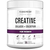 Jacked Factory Creatine for Women - Creatine Monohydrate with Collagen + Colostrum to Support Workout Performance, Lean Muscle Growth, Healthy Hair, Skin, & Nails - 30 Servings, Unflavored