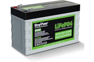 12V 6Ah LiFePO4 Lithium Battery, RoyPow 12V 6Ah LiFePO4 Battery 3500 Cycles 12V Deep Cycle LiFePO4 Battery with Low-Temperature Cut-Off, 9 Amp Discharge Rate for Power Wheel, Scooters, Fish Finders