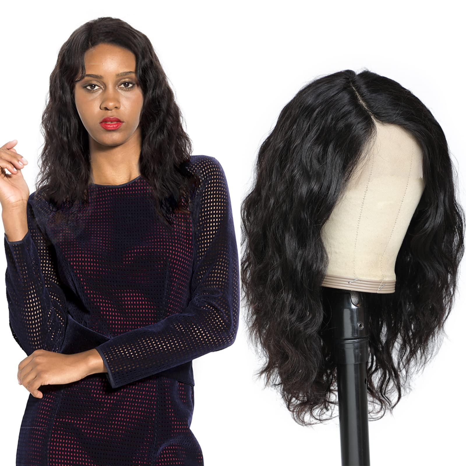 Human Hair Wig Body Wave Lace Front Wigs 150% Density Brazilian Virgin Human Hair Wigs For Black Women 13x1 Body Wave Lace Front Wigs Human Hair Short Curly Human Hair Wigs 12 Inch