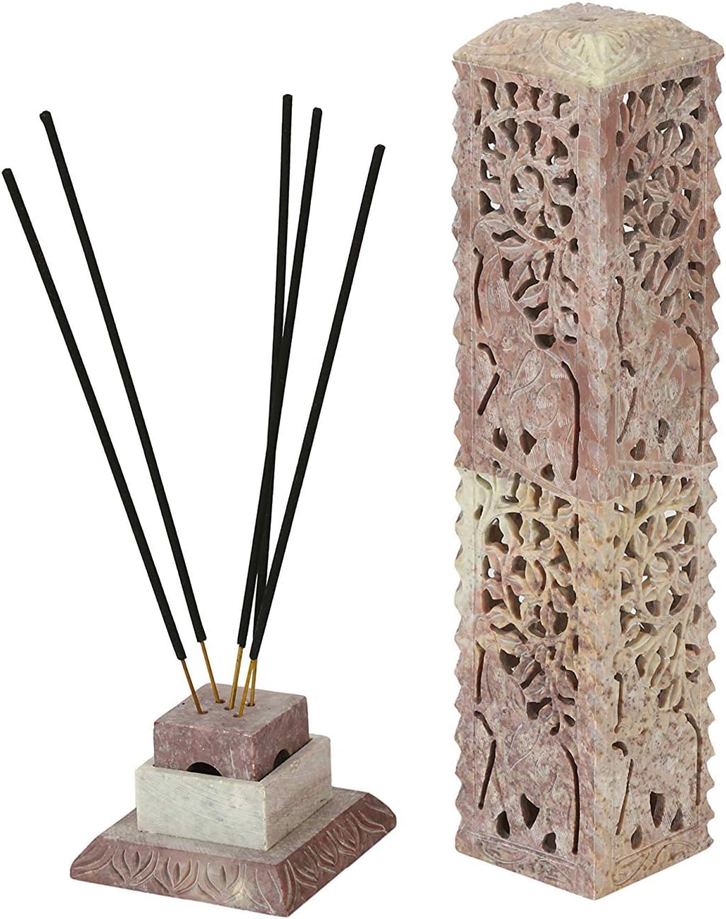 Carry Me Handmade Marble Soapstone Incense Stick Burner, Natural, Square - Image 3