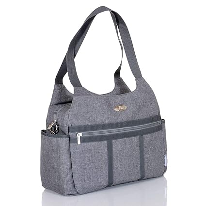 Wickeltasche Paris Wasserdicht Wickelunterlage Fächer - Kinderwagen Befestigung; Grau