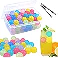 60 Pack Reusable Ice Cube, Plastic Ice Cubes Round for Drinks, Reusable Ice Ball Globe Shape BPA Free, Freezable Ice Balls for Coolers, Whiskey, Vodka, Coffee, Cocktails, Beer or Wine