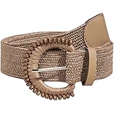 Verdusa Women's Round Buckle Straw Belts Boho Braided Waist Belt