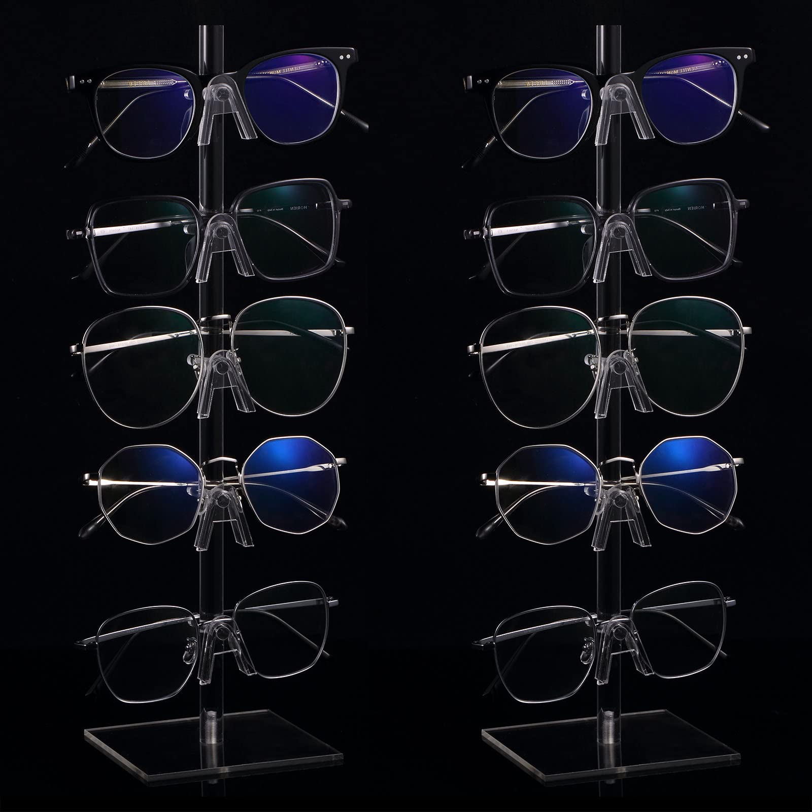 Photo 1 of 2 Pack Acrylic Eyewear Rack Holder 5 Tier Glasses Frame Stand Acrylic Sunglasses Organizer Display Stand Clear Eyeglasses Frame Holder for Display Storage Multiple Glasses Spectacles Sunglasses