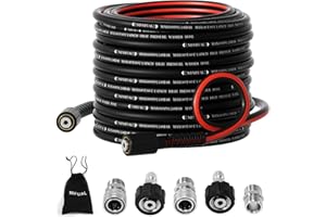 YETIANICAL Pressure Washer Hose 1/4",Kink Resistant M22 14mm Fittings & 3/8'' Quick Connect Kit, Power Washer Hose Extension Replacement Hose for Gas Electric Pressure Washer - 3600 PSI(100ft)