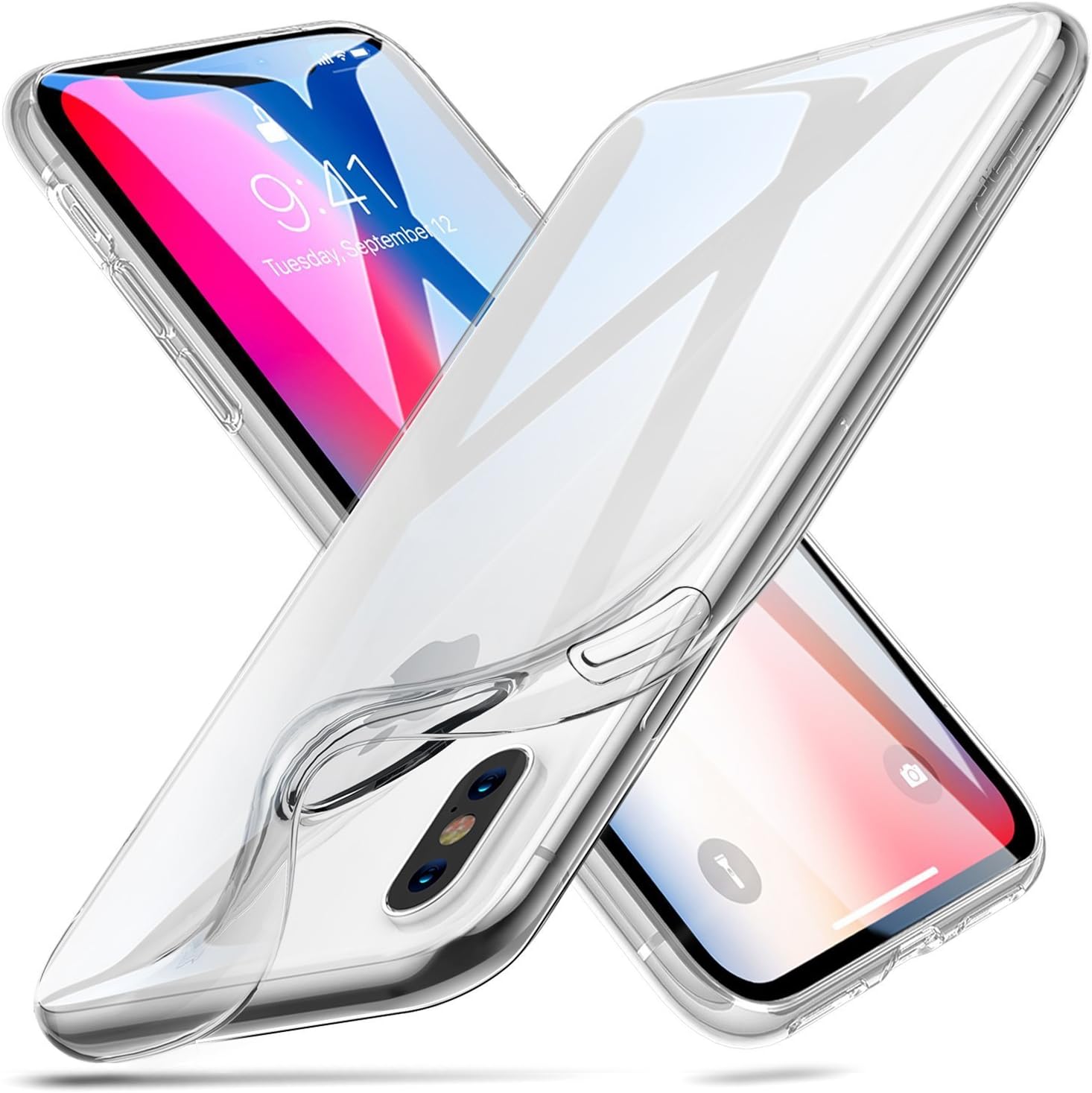 iPhone X Case, Korostro Cover iPhone X TPU Case Transparent Ultra Thin Shock Absorption Gel Case Silicone shockproof Anti-Scratch Bumper Case for iPhone X Protective Case - Clear