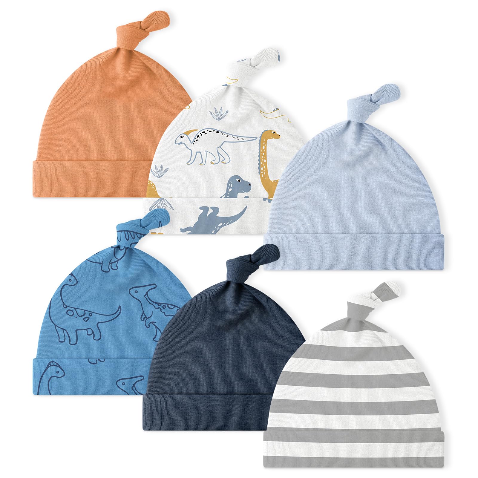 Photo 1 of Yoofoss Baby Hats 0-6 Months 100% Organic Cotton Knot Newborn Hats for Boys Girls Beanie Set Soft Infant Beanie Caps 6 Pack