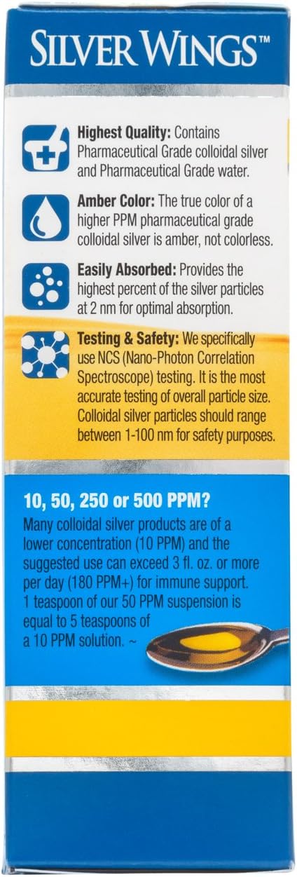 Natural Path Silver Wings Ultimate Immune Support Colloidal Silver 50PPM Vertical Spray 1 fl. oz, Golden Yellow (CSNS): Health & Personal Care