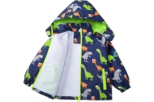 IjnUhb Boys Rain Jacket with Detachable Hood Lightweight Raincoats for Kids