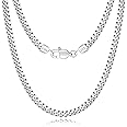 ONLVULF 4mm 18K Gold Plated Cuban Chain for Men, 925 Sterling Silver Miami Cuban Link Chain Necklace for Men, Hip-Hop & Cool Men's Chain Necklace, 16/18/20/22/24/26 Inch