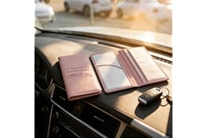 Premium Car Doc Holder Glove Box Organizer - Secure Registration, Insurance Cards, License - Must - Have for Cars Pink