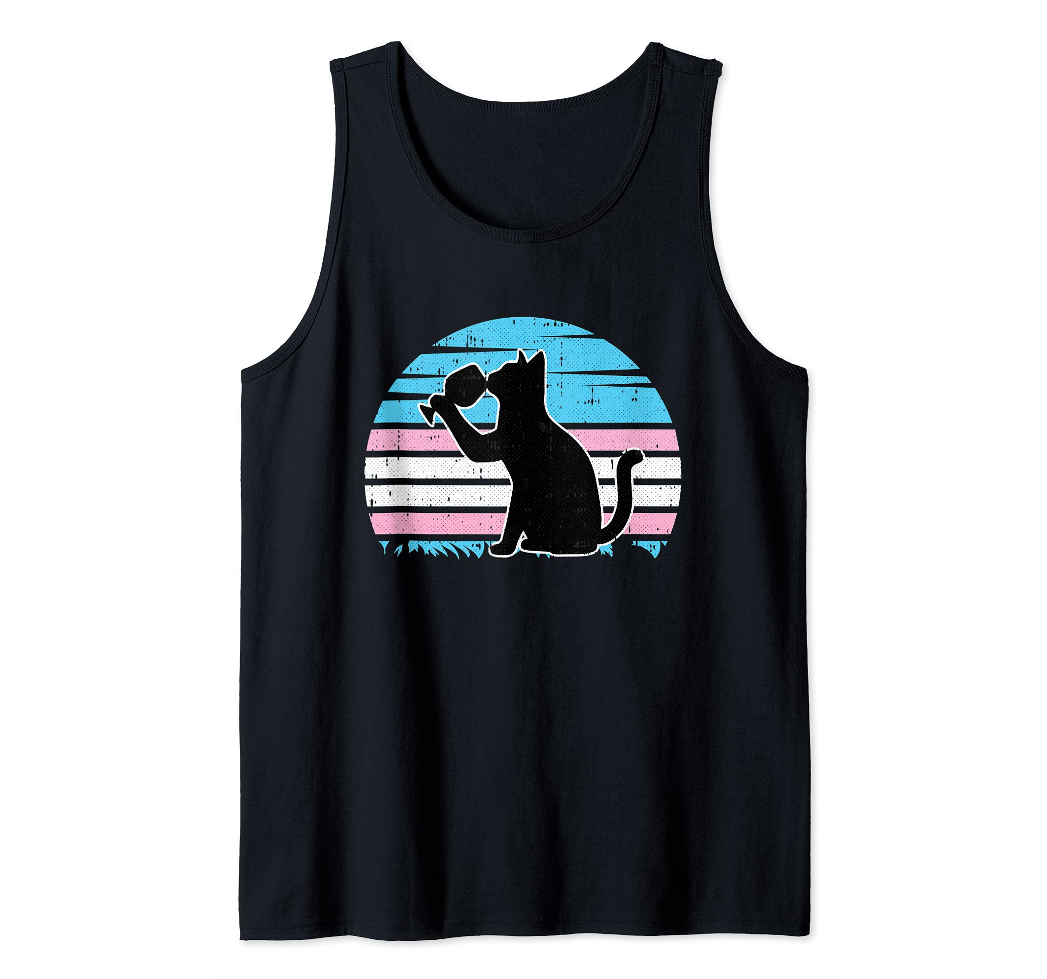 Cat And Wine Trans-gender Pride Retro Drinking LGBT-Q Ally Tank Top