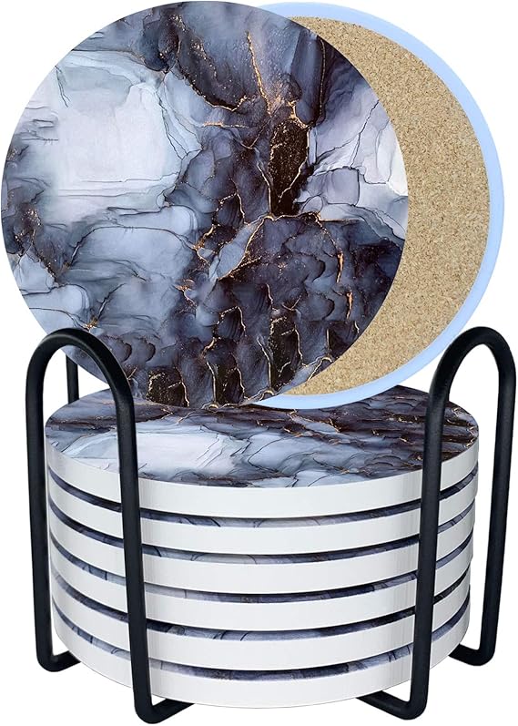 LuenHego Untersetzer Gläser 8er Set Saugfähige Keramik Untersetzer mit