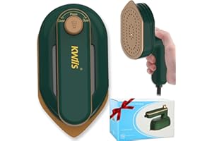 KWIWIS Travel Mini Steam Iron, Handheld Portable Small Iron 360° Wrinkles Remove, 180° Foldable Mini Steam Iron for Clothes Travel Size Support Dry and Wet Ironing Micro Steam Iron for Home College