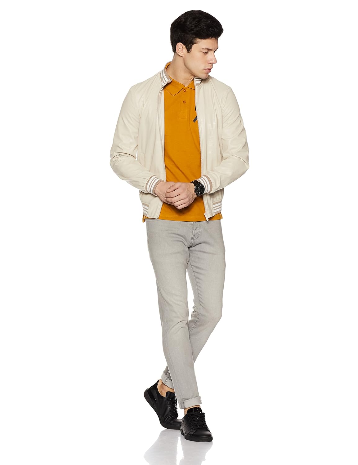 cloth theory men's solid regular fit cotton polo