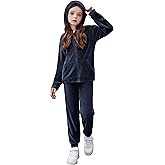 Zaclotre Girls Velour Tracksuits 2 Piece Outfits Zip Up Hoodie and Jogger Sweatpant Sweatsuits Athletic Clothing Sets