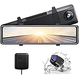 AKASO DL12 2.5K Mirror Dash Cam Voice Control 12" Touch Screen Front and Rear Dual Dash Camera for Cars Night Vision Backup C