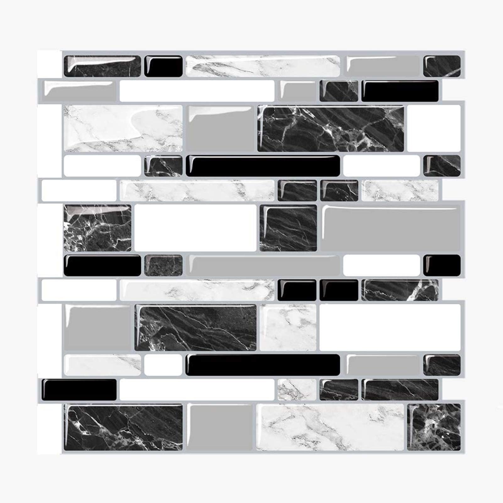 Cocotik Grey Peel and Stick Tile Backsplash for Kitchen, Grey Subway Stick on Tiles for Backsplash (10.7"x10", 6 Sheets)